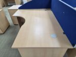 Left Hand Corner Desk with Cable Ports and Beech Effect Wave Top - 160cm Wide - Image 6