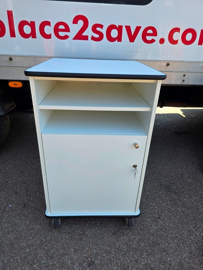57-881 12U Server Rack Cabinet | Wooden Mobile Unit with Lockable Doors and Shelves - Image 1