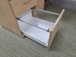 Left Hand Corner Desk with Cable Ports and Beech Effect Wave Top - 160cm Wide - Image 10