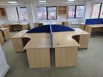 Left Hand Corner Desk with Cable Ports and Beech Effect Wave Top - 160cm Wide - Image 11