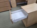Left Hand Corner Desk with Cable Ports and Beech Effect Wave Top - 160cm Wide - Image 13