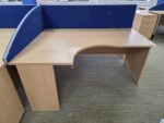 Left Hand Corner Desk with Cable Ports and Beech Effect Wave Top - 160cm Wide - Image 14