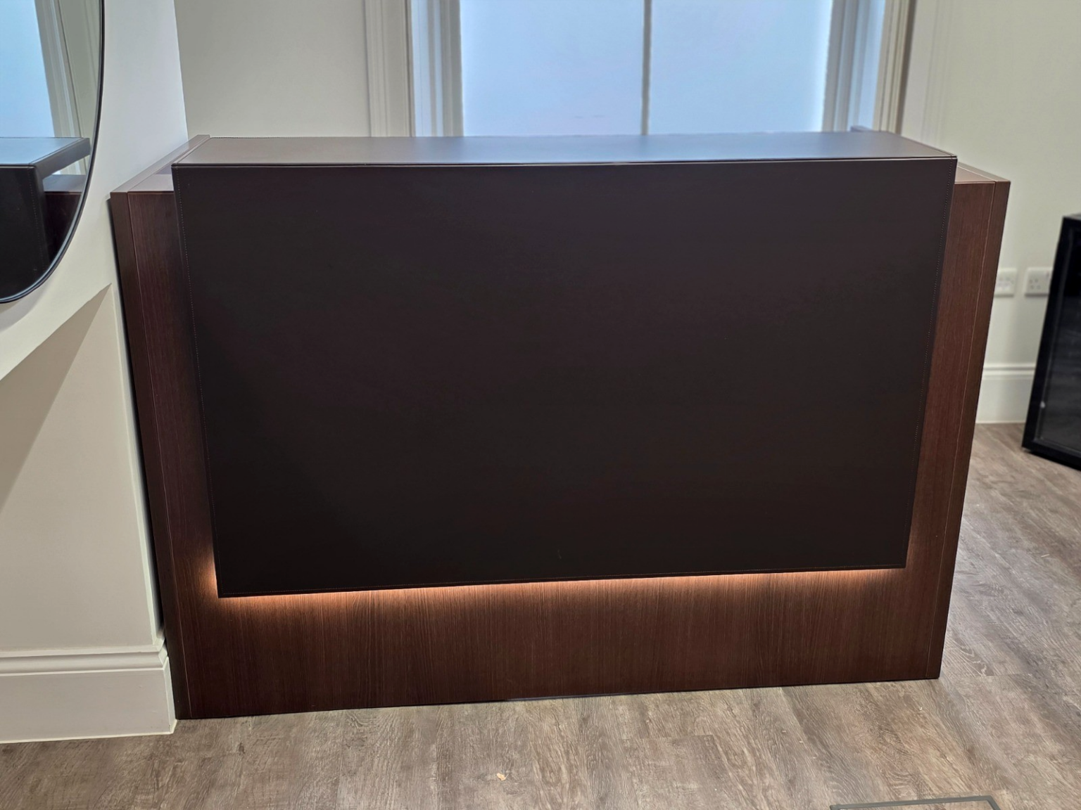 Used reception furniture in a commercial entrance area