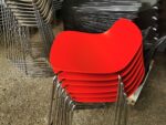 Boss Design Bar Stools with Red Shell Chrome and Frame - Stackable Set of 6 - Image 2