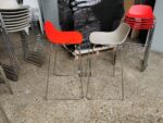 Boss Design Bar Stools with Red Shell Chrome and Frame - Stackable Set of 6 - Image 5