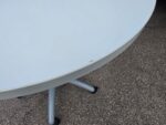 Adjustable Round Meeting Table on Lockable Wheels and Grey Steel Base - 80cm - Image 10