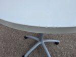 Adjustable Round Meeting Table on Lockable Wheels and Grey Steel Base - 80cm - Image 11
