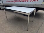 Rectangular Office Meeting Table - Grey Top Chrome Frame Adjustable Feet - 150cm - Image 2