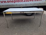 Rectangular Office Meeting Table - Grey Top Chrome Frame and Cable Tray  - 150cm
