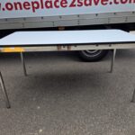 Rectangular Office Meeting Table - Grey Top Chrome Frame and Cable Tray  - 150cm