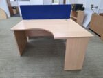 Right Hand Office Desk 140cm | Beech Finish, Cable Ports and Wave Top - 140cm