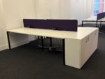 4 Person Bench Desk Office with Partition Screens - Back-to-Back Workstation