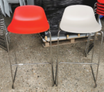 Boss Design Bar Stools with Red Shell Chrome and Frame - Stackable Set of 6