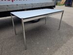Rectangular Office Meeting Table - Grey Top Chrome Frame and Cable Tray  - 150cm - Image 4