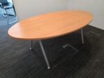 Office Oval Meeting Table | Boardroom Beech Effect Top with Grey Legs | 200cm
