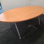 Office Oval Meeting Table | Boardroom Beech Effect Top with Grey Legs | 200cm