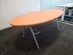 Office Oval Meeting Table | Boardroom Beech Effect Top with Grey Legs | 200cm - Image 3