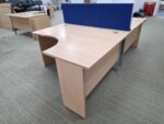 Right Hand Office Desk 140cm | Beech Finish, Cable Ports and Wave Top - 140cm - Image 2