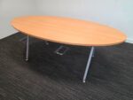Office Oval Meeting Table | Boardroom Beech Effect Top with Grey Legs | 200cm - Image 4