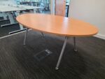 Office Oval Meeting Table | Boardroom Beech Effect Top with Grey Legs | 200cm - Image 5