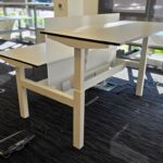 Electric Sit Stand Desk | 2 Person Back to Back White Workstation - 158cm