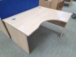 Right Hand Office Desk 140cm | Beech Finish, Cable Ports and Wave Top - 140cm - Image 4