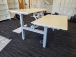Sit Stand Bench Desk | 2 Person Electric Back-to-Back White Workstation - 140cm
