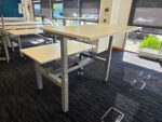 Sit Stand Bench Desk | 2 Person Electric Back-to-Back White Workstation - 140cm - Image 2