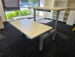 Sit Stand Bench Desk | 2 Person Electric Back-to-Back White Workstation - 140cm - Image 3