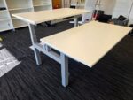 Sit Stand Bench Desk | 2 Person Electric Back-to-Back White Workstation - 140cm - Image 11