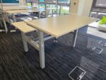 Sit Stand Bench Desk | 2 Person Electric Back-to-Back White Workstation - 140cm - Image 15