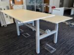 Sit Stand Bench Desk | 2 Person Electric Back-to-Back White Workstation - 180cm