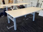 Sit Stand Bench Desk | 2 Person Electric Back-to-Back White Workstation - 180cm - Image 2