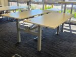 Sit Stand Bench Desk | 2 Person Electric Back-to-Back White Workstation - 180cm - Image 8