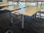 Sit Stand Bench Desk | 2 Person Electric Back-to-Back White Workstation - 180cm - Image 9