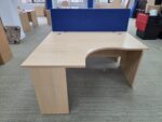 Left Hand Office Desk 140cm | Beech Effect, Wave Top and Modesty Panel