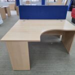 Left Hand Office Desk 140cm | Beech Effect, Wave Top and Modesty Panel