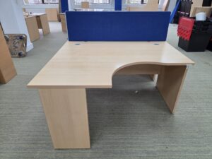 Left Hand Office Desk 140cm | Beech Effect, Wave Top and Modesty Panel