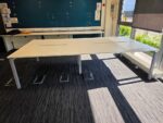 4 Person Office Desk, Bench Workstation with White Tops and Grey Frame - 280cm - Image 3