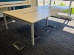 4 Person Office Desk, Bench Workstation with White Tops and Grey Frame - 280cm - Image 4