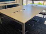 4 Person Office Desk, Bench Workstation with White Tops and Grey Frame - 280cm - Image 5