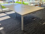 4 Person Office Desk, Bench Workstation with White Tops and Grey Frame - 280cm - Image 6