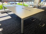 4 Person Office Desk, Bench Workstation with White Tops and Grey Frame - 280cm - Image 9