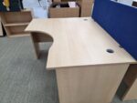 Left Hand Office Desk 140cm | Beech Effect, Wave Top and Modesty Panel - Image 3