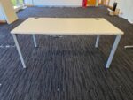 160cm Rectangular Office Desk with White Top, Grey Legs and Modesty Panel - Image 2
