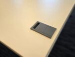 160cm Rectangular Office Desk with White Top, Grey Legs and Modesty Panel - Image 6