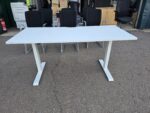 Freestanding White Office Desk with Fixed Height Metal Frame - 160 x 70cm