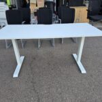 Freestanding White Office Desk with Fixed Height Metal Frame - 160 x 70cm