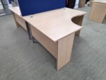 Left Hand Office Desk 140cm | Beech Effect, Wave Top and Modesty Panel - Image 4