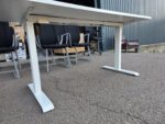 Freestanding White Office Desk with Fixed Height Metal Frame - 160 x 70cm - Image 2